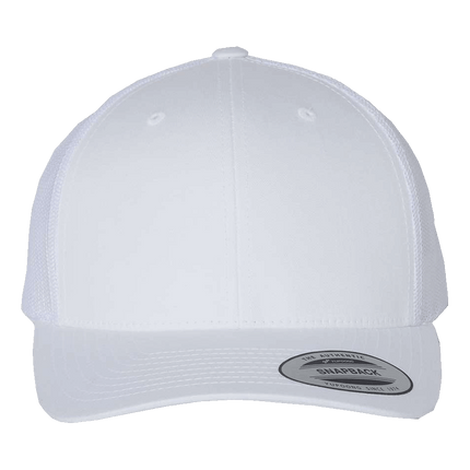 Yupoong White 6 panel baseball trucker hat sold by RQC Supply Canada an arts and craft store located in Woodstock, Ontario