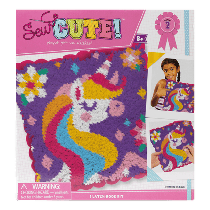Sew Cute Latch Hook Unicorn Kit sold by RQC Supply Canada an arts and craft and hobby store located in Woodstock, Ontario