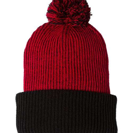12" Speckled Pom-Pom Cuffed Beanie