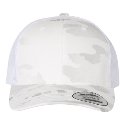 Yupoong Alpine and White Camo mesh 6 panel baseball trucker hat sold by RQC Supply Canada an arts and craft store located in Woodstock, Ontario