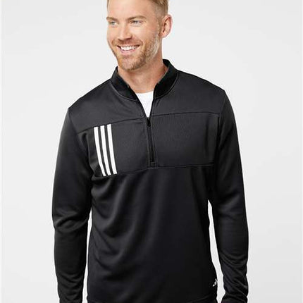 Men's 3-Stripes Double Knit Quarter-Zip Pullover