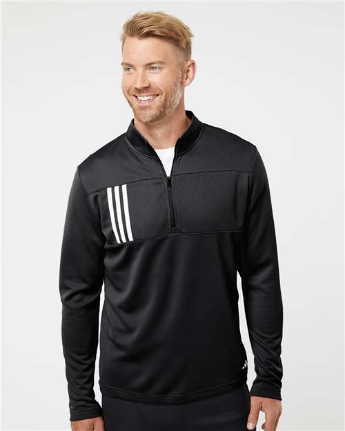Adidas Men's 3-Stripes Double Knit Quarter-Zip Pullover - A482
