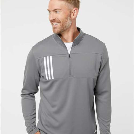 Men's 3-Stripes Double Knit Quarter-Zip Pullover
