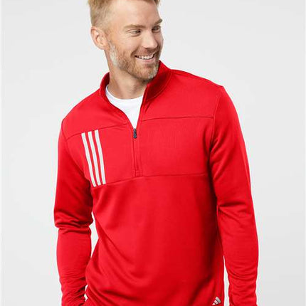 Men's 3-Stripes Double Knit Quarter-Zip Pullover