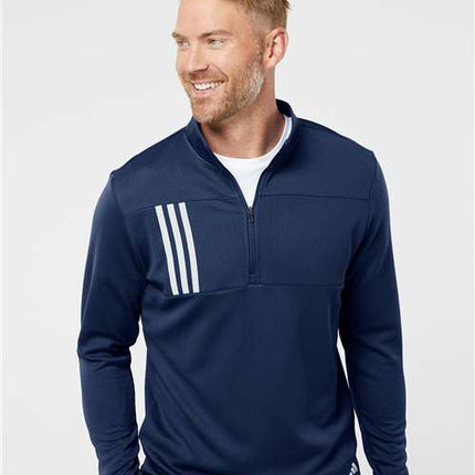 Men's 3-Stripes Double Knit Quarter-Zip Pullover