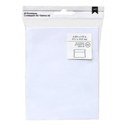White A2 Envelopes American Crafts, AC for short sold by RQC Supply Canada an arts and craft store located in Woodstock, Ontario