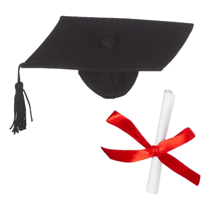 Teddy Bear Graduation Accessories sold by RQC Supply Canada an arts and craft store located in Woodstock, Ontario showing Graduation Cap and Scroll