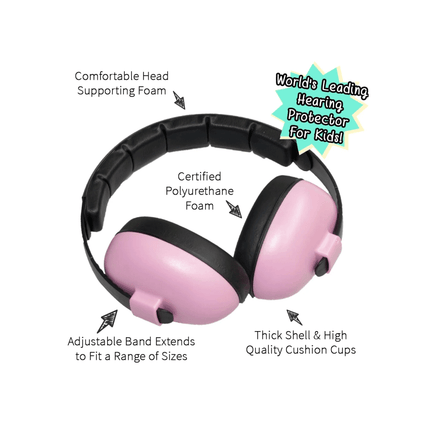 Baby Banz Hearing Protection Ear Muffs sold by RQC Supply Canada an arts and craft store and much more located in Woodstock, Ontario showing Petal Pink Ear Muffs.
