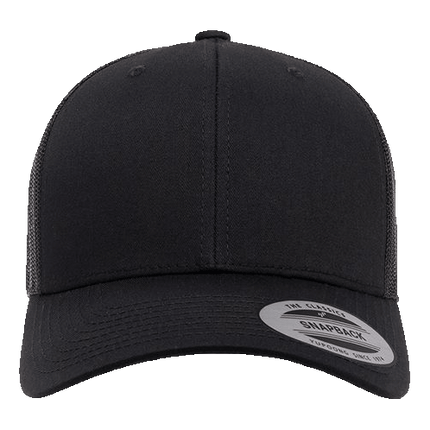 Yupoong Black 6 panel baseball trucker hat sold by RQC Supply Canada an arts and craft store located in Woodstock, Ontario