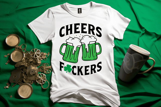 Cheers Beers Shamrocks St Patty's Day Tshirt sold by RQC Supply Canada an arts and craft store located in Woodstock, Ontario