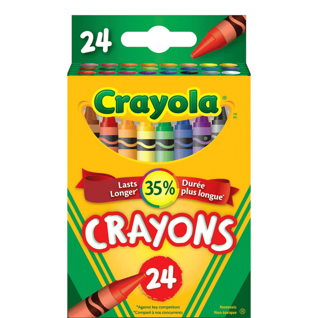 24 pk crayons made by crayon sold by RQC Supply Canada located in Woodstock, Ontario