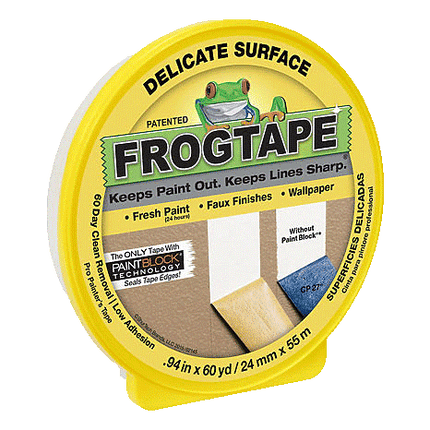 Yellow FrogTape Delicate surface Masking Tape sold by RQC Supply Canada an arts and craft store located in Woodstock, Ontario