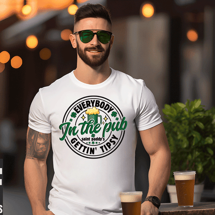 Everybody's in the Pub Getting Tipsy Beer Bottle DTF Transfer St Patty's Day sold by RQC Supply Canada an arts and craft store located in Woodstock, Ontario