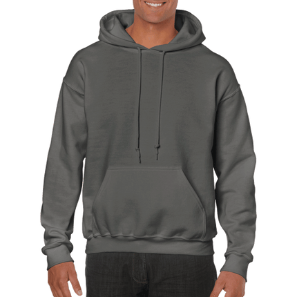 18500 Adult Hoodie. Unisex Hooded Sweatshirt by Gildan. Shown in Charcoal, sold by RQC Supply Canada.