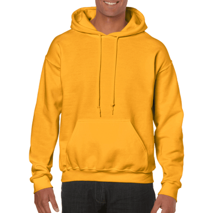 18500 Adult Hoodie. Unisex Hooded Sweatshirt by Gildan. Shown in Gold, sold by RQC Supply Canada.