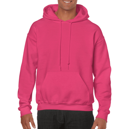 18500 Adult Hoodie. Unisex Hooded Sweatshirt by Gildan. Shown in heliconia colour, sold by RQC Supply Canada.