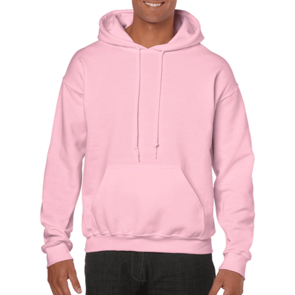 18500 Adult Hoodie. Unisex Hooded Sweatshirt by Gildan. Shown in light pink colour, sold by RQC Supply Canada.