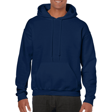 18500 Adult Hoodie. Unisex Hooded Sweatshirt by Gildan. Shown in Navy Blue, sold by RQC Supply Canada.