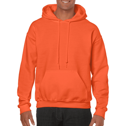 18500 Adult Hoodie. Unisex Hooded Sweatshirt by Gildan. Shown in Orange colour, sold by RQC Supply Canada.