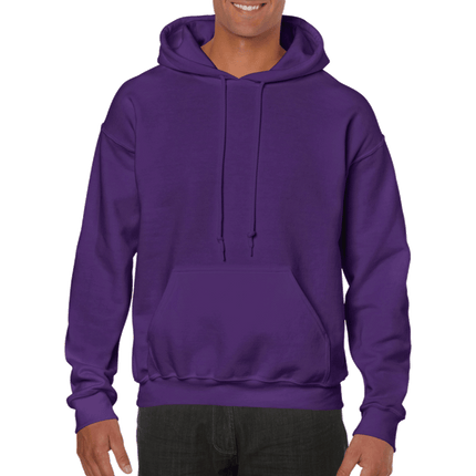 18500 Adult Hoodie. Unisex Hooded Sweatshirt by Gildan. Shown in purple colour, sold by RQC Supply Canada.