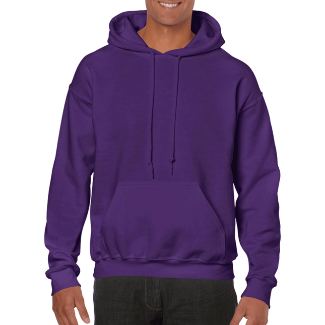 18500 Adult Hoodie. Unisex Hooded Sweatshirt by Gildan. Shown in purple colour, sold by RQC Supply Canada.