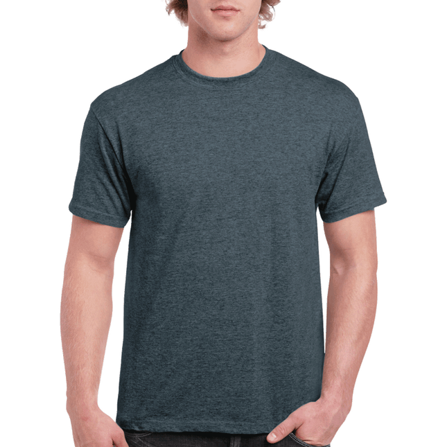 2000 Men's Adult Ultra Cotton Short Sleeve T-Shirt by Gildan. Shown in Dark Heather Grey, sold by RQC Supply Canada.