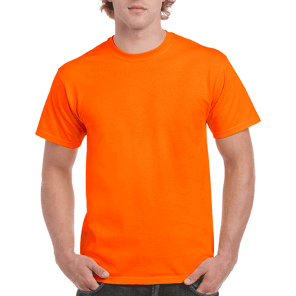 2000 Men's Adult Ultra Cotton Short Sleeve T-Shirt by Gildan. Shown in Safety Orange, sold by RQC Supply Canada.