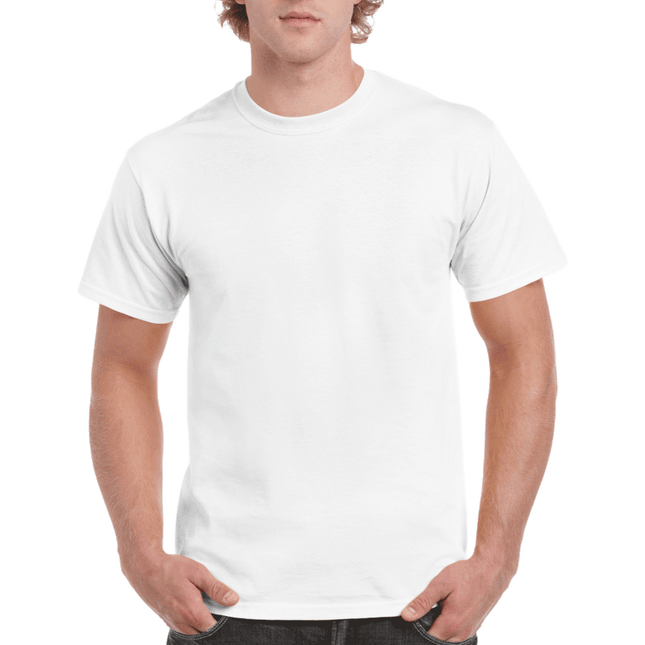 2000 Men's Adult Ultra Cotton Short Sleeve T-Shirt by Gildan. Shown in White, sold by RQC Supply Canada.