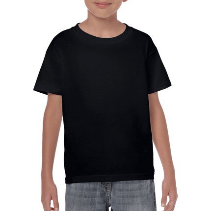 500B Heavy Cotton Youth Short Sleeved T-Shirt by Gildan. Shown in Black, sold by RQC Supply Canada.