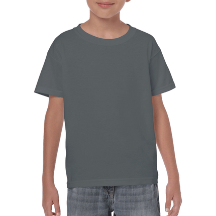 500B Heavy Cotton Youth Short Sleeved T-Shirt by Gildan. Shown in Charcoal Grey, sold by RQC Supply Canada.