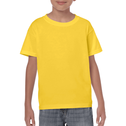 500B Heavy Cotton Youth Short Sleeved T-Shirt by Gildan. Shown in Daisy Yellow, sold by RQC Supply Canada.