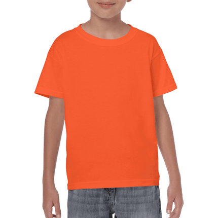 500B Heavy Cotton Youth Short Sleeved T-Shirt by Gildan. Shown in orange, sold by RQC Supply Canada.