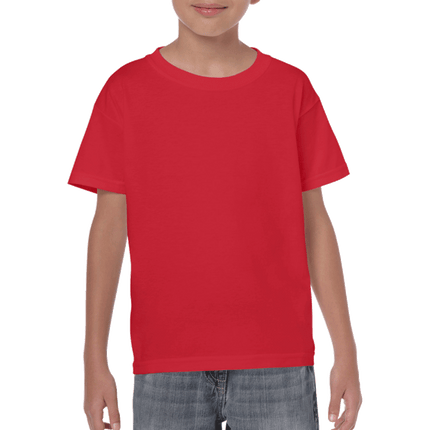 500B Heavy Cotton Youth Short Sleeved T-Shirt by Gildan. Shown in Red, sold by RQC Supply Canada.