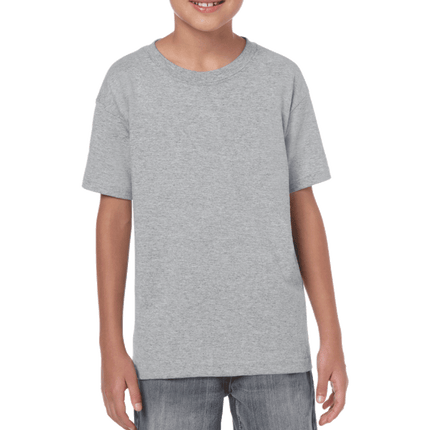 500B Heavy Cotton Youth Short Sleeved T-Shirt by Gildan. Shown in Sport Grey, sold by RQC Supply Canada.