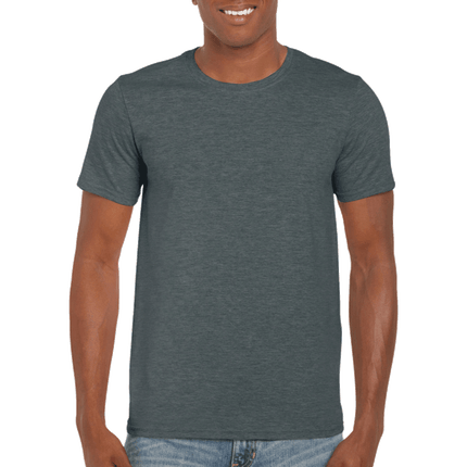 64000 Men's Softstyle Adult T-Shirt by Gildan. Shown in Dark Heather Navy, sold by RQC Supply Canada.