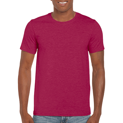 64000 Men's Softstyle Adult T-Shirt by Gildan. Shown in Heather Cardinal Red, sold by RQC Supply Canada.