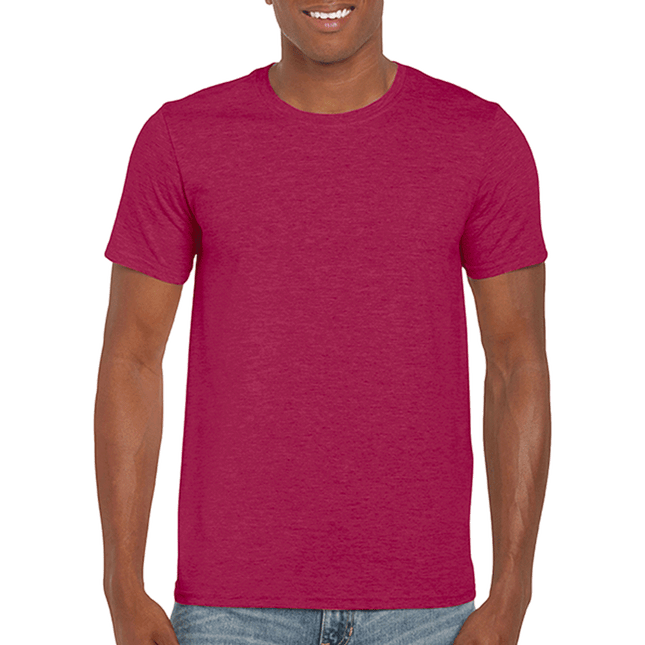 64000 Men's Softstyle Adult T-Shirt by Gildan. Shown in Heather Cardinal Red, sold by RQC Supply Canada.