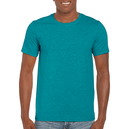 64000 Men's Softstyle Adult T-Shirt by Gildan. Shown in Heather Galapagos Blue, sold by RQC Supply Canada.