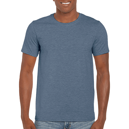 64000 Men's Softstyle Adult T-Shirt by Gildan. Shown in Heather Indigo, sold by RQC Supply Canada.