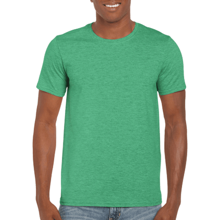 64000 Men's Softstyle Adult T-Shirt by Gildan. Shown in Heather Irish Green, sold by RQC Supply Canada.