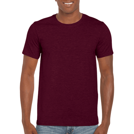64000 Men's Softstyle Adult T-Shirt by Gildan. Shown in Heather Maroon, sold by RQC Supply Canada.