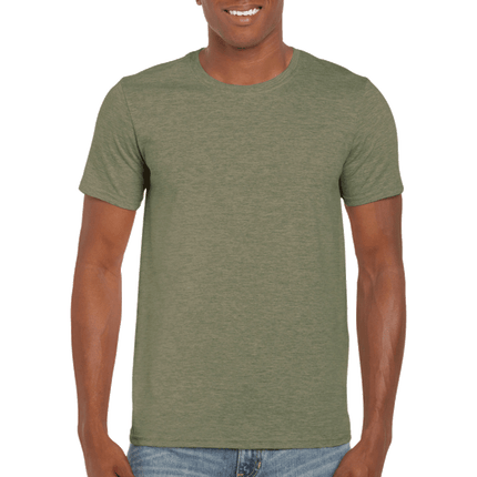64000 Men's Softstyle Adult T-Shirt by Gildan. Shown in Heather Military Green, sold by RQC Supply Canada.