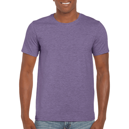 64000 Men's Softstyle Adult T-Shirt by Gildan. Shown in Heather Purple, sold by RQC Supply Canada.