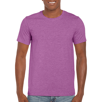 64000 Men's Softstyle Adult T-Shirt by Gildan. Shown in Heather Radiant Orchid, sold by RQC Supply Canada.