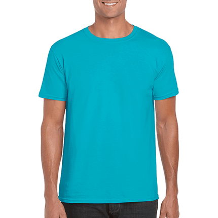 64000 Men's Softstyle Adult T-Shirt by Gildan. Shown in Tropical Blue, sold by RQC Supply Canada.