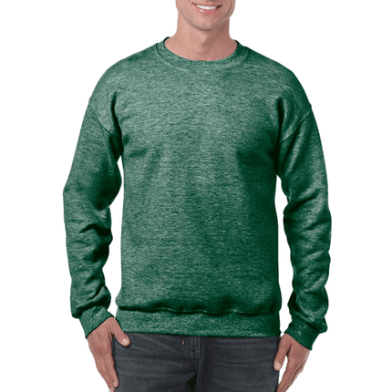 Unisex Gildan Cotton Crew Neck Sweaters sold by RQC Supply Canada. Heather Sport Dark Green colour shown here.