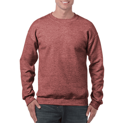 Unisex Gildan Cotton Crew Neck Sweaters sold by RQC Supply Canada. Heather Sport Dark Maroon colour shown here.