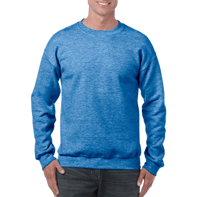 Unisex Gildan Cotton Crew Neck Sweaters sold by RQC Supply Canada. Heather Sport Royal colour shown here.