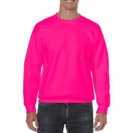 Unisex Gildan Cotton Crew Neck Sweaters sold by RQC Supply Canada. Safety Pink colour shown here.