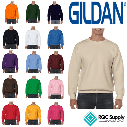 Unisex Gildan Cotton Crew Neck Sweaters sold by RQC Supply Canada. All available colours shown here.